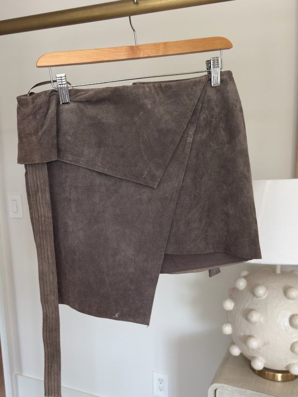 Bec & Bridge Brown Suede Wrap Mini Skirt | Size Small